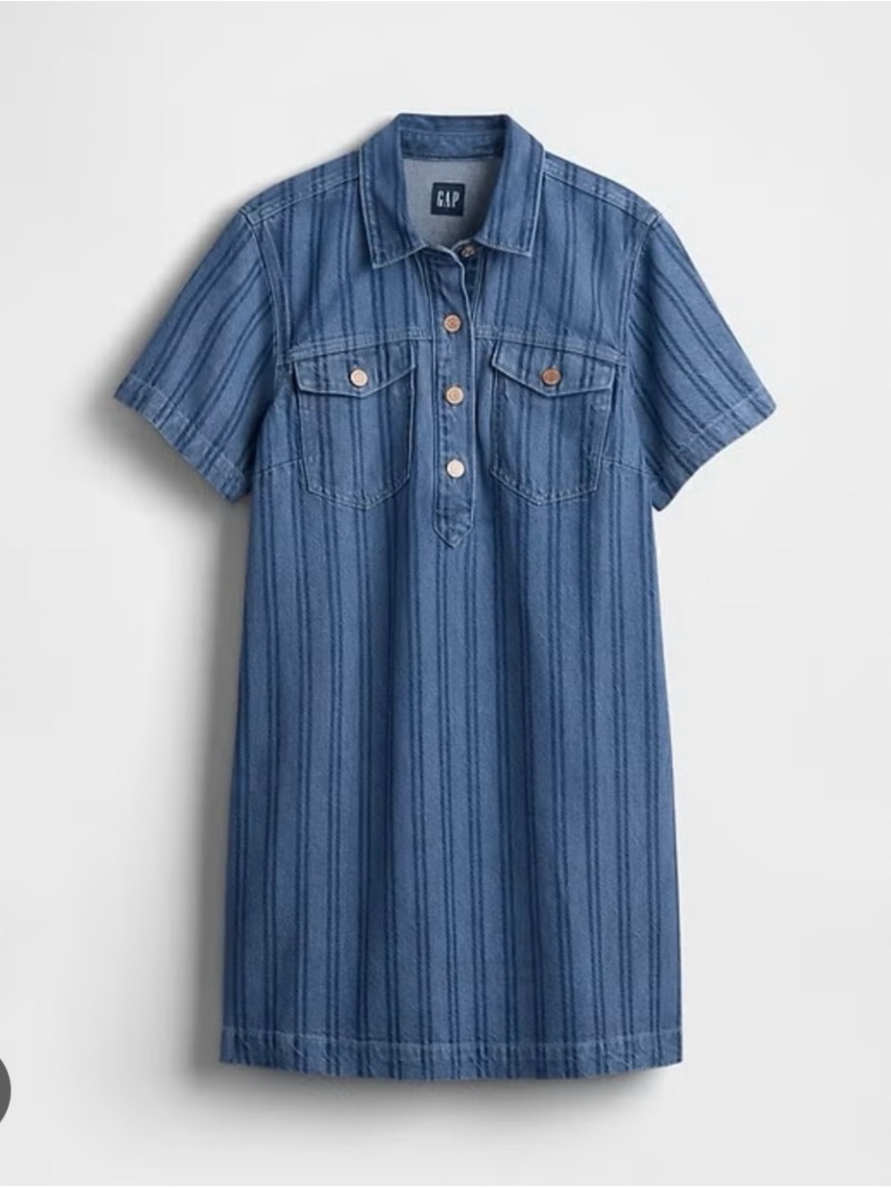 GAP Blue Striped Denim Mini Dress